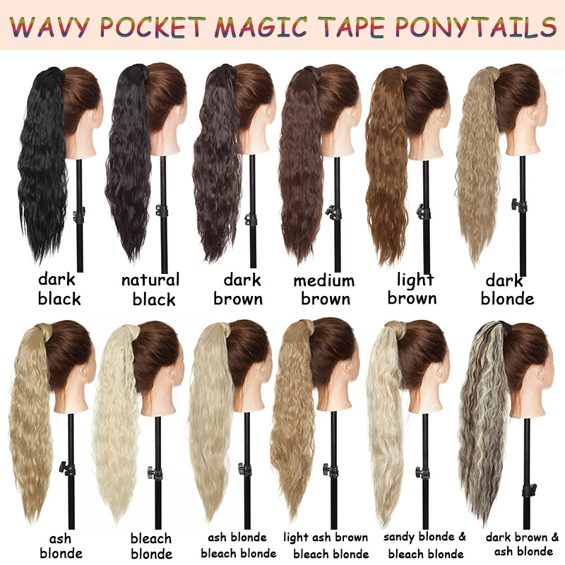 Hair ponytail Clip In as Real Human Hair Extensions Wrap Around Pony Tail US