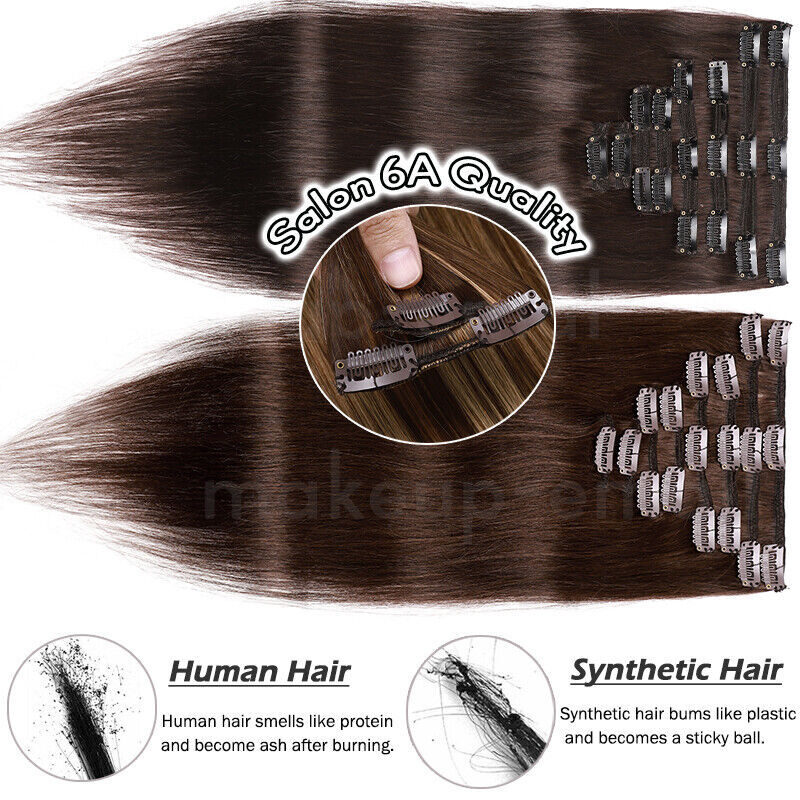 CLEARANCE Clip In 100% Remy Human Hair Extensions Full Head Highlight 16-24″ 9A