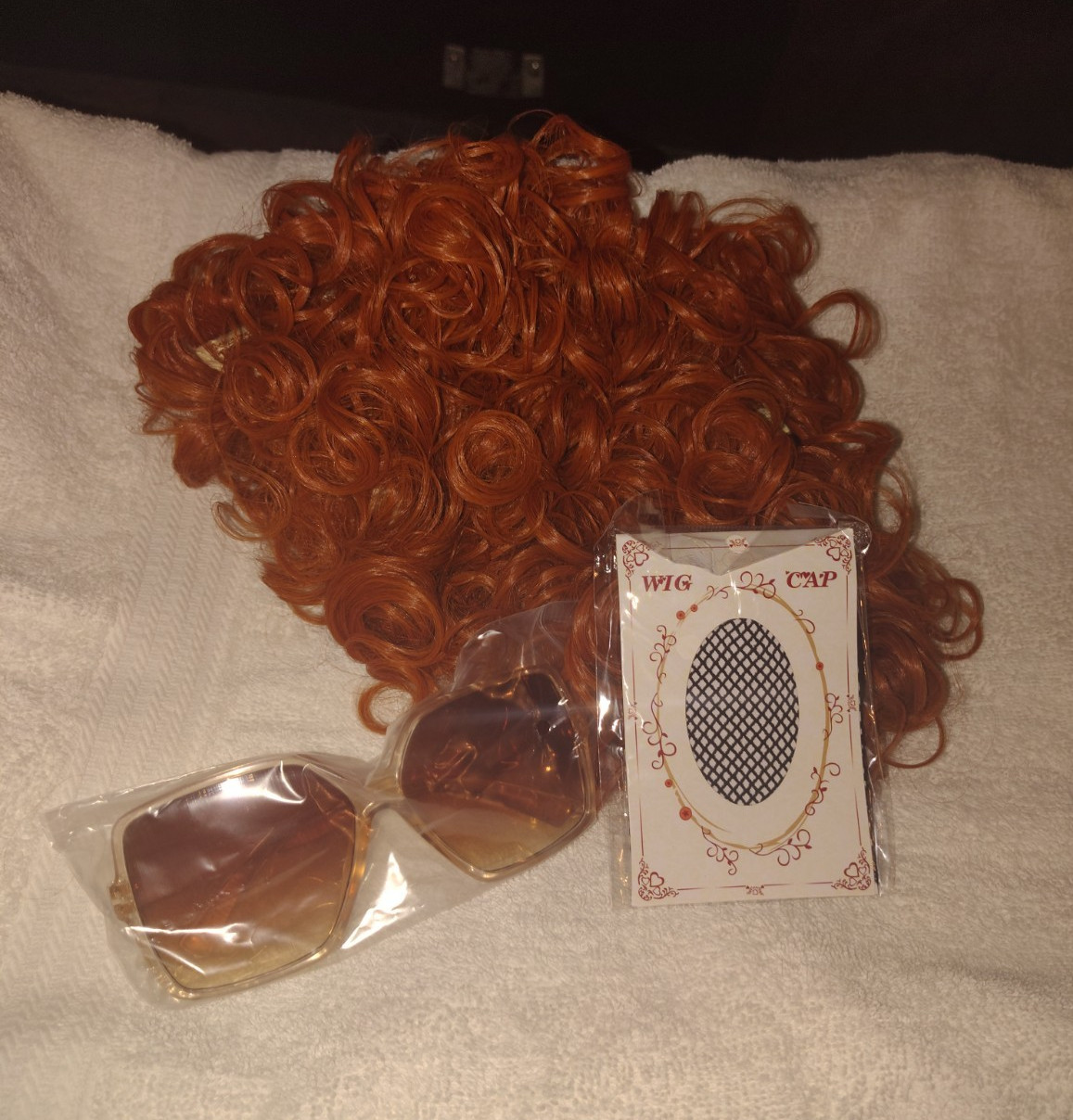Short Curly Copper Red Synthetic Wig w/ Wig Cap, Classic Cap One Size Women
