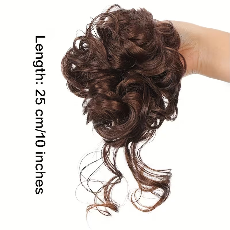 Natural Curly Messy Bun Hair Piece Scrunchie Updo Hair Extensions Real as Human