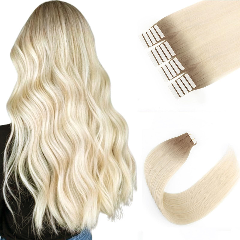 Sixstarhair 20 Piece Tape-In Hair Extensions – Ombre Rooted Chestnut Brown To