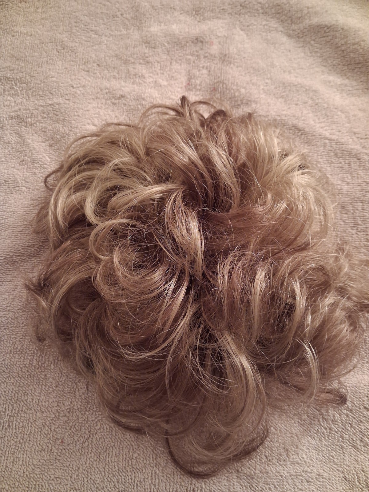 Curly Light Brown Ash Blond Clip-In Hairpiece Toupee Wiglet Synthetic for Women