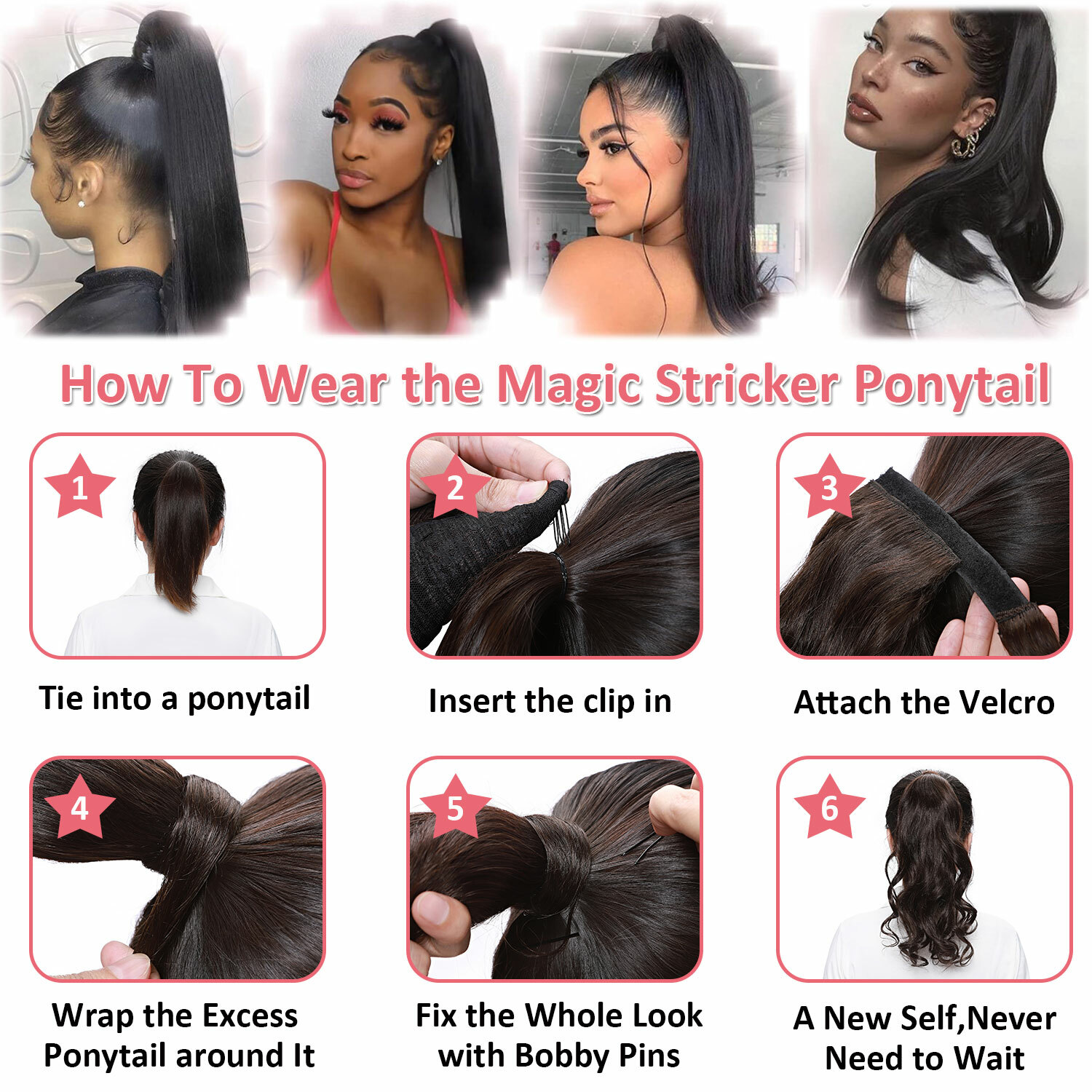 US Brazilian 100% Real Remy Human Hair Claw In On Ponytail Extensions Thick 120G