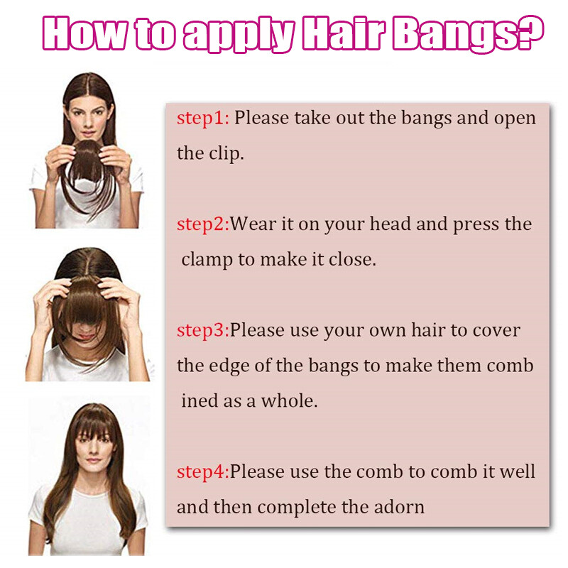 SALE Fringe Bangs Clip In 100% Remy Human Hair Extensions Middle Part Hairpieces