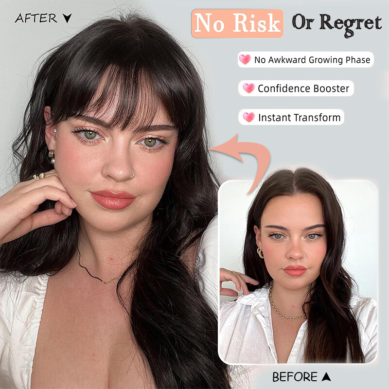 Thin Neat Bangs AS Remy Human Hair Extensions Clip in on Fringe Front Hairpieces