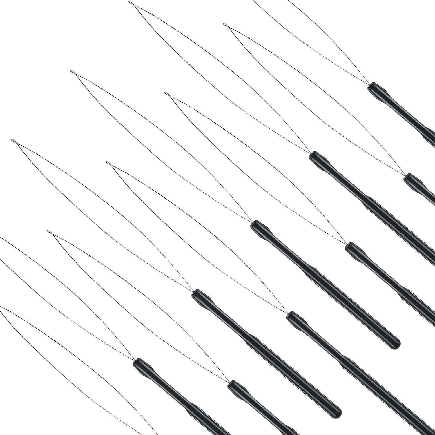 High-Quality Black Hair Extension Loop Tool with Metal Needle and Plastic Handle