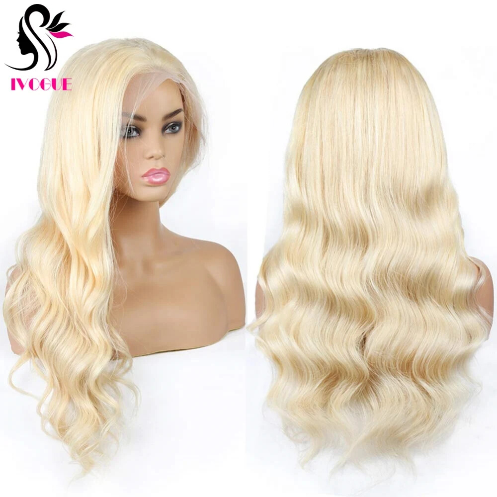 Ash Blonde Full Lace Wig Body Wave Women Glueless Human Hair Wig 613 Can be Dyed