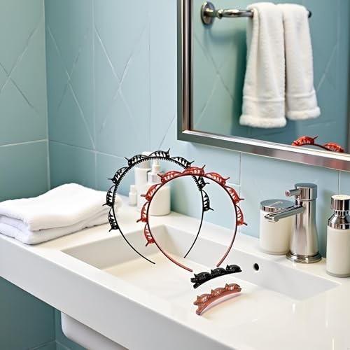 4Pcs Double Bangs Hairband with 8 Small Clips Women’s Double Layer Twist Braid