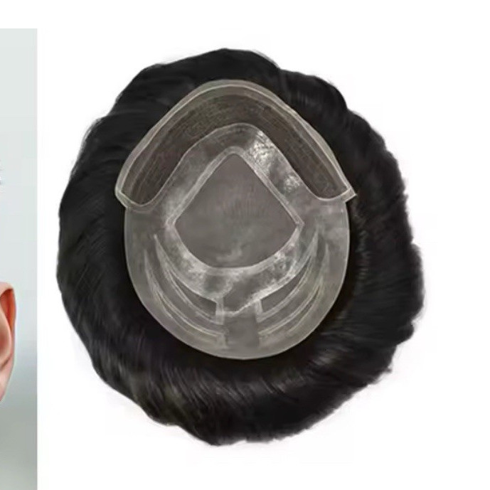 Men’s Human Hair Toupee Hairpiece Lace Front Mono Mono Base Tape-In 10in