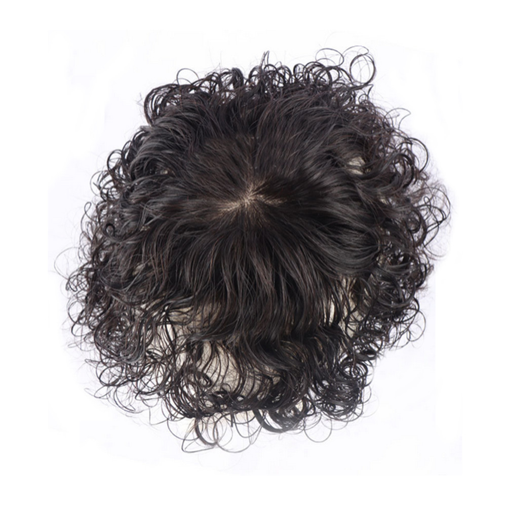 Silk Base Curly Wavy Clip In Human Hair Toppers -Loss Thin Hair Top Replacement
