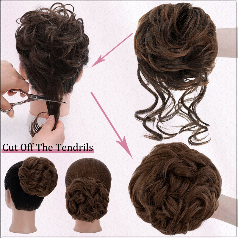 Clip on in Messy Bun Curly Hair Piece Extensions Hair Wedding Claw Clip AS REAL