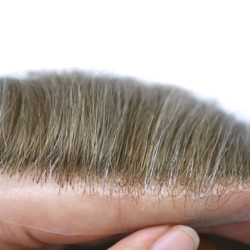 0.06mm Ultra Thin Skin Hairpiece Invisible Poly PU Mens Toupee Hair Replacement