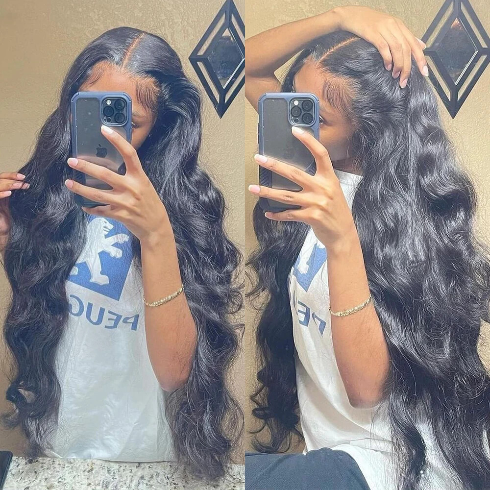 13×6 Body Wave HD Transparent Lace Front Human Hair Wig 40 Inch 5×5 200 Density