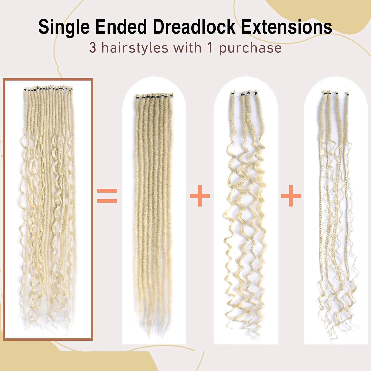 Hippie Style 3 In 1 Mixed Single End Dreadlocks 24 Inch 8 Strands Synthetic