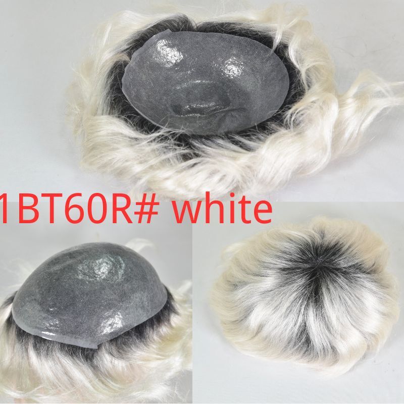 PU0.06-0.08 Hairpiece Mens’ Toupee Black Roots Blonde Toupee for Men 8x10inch