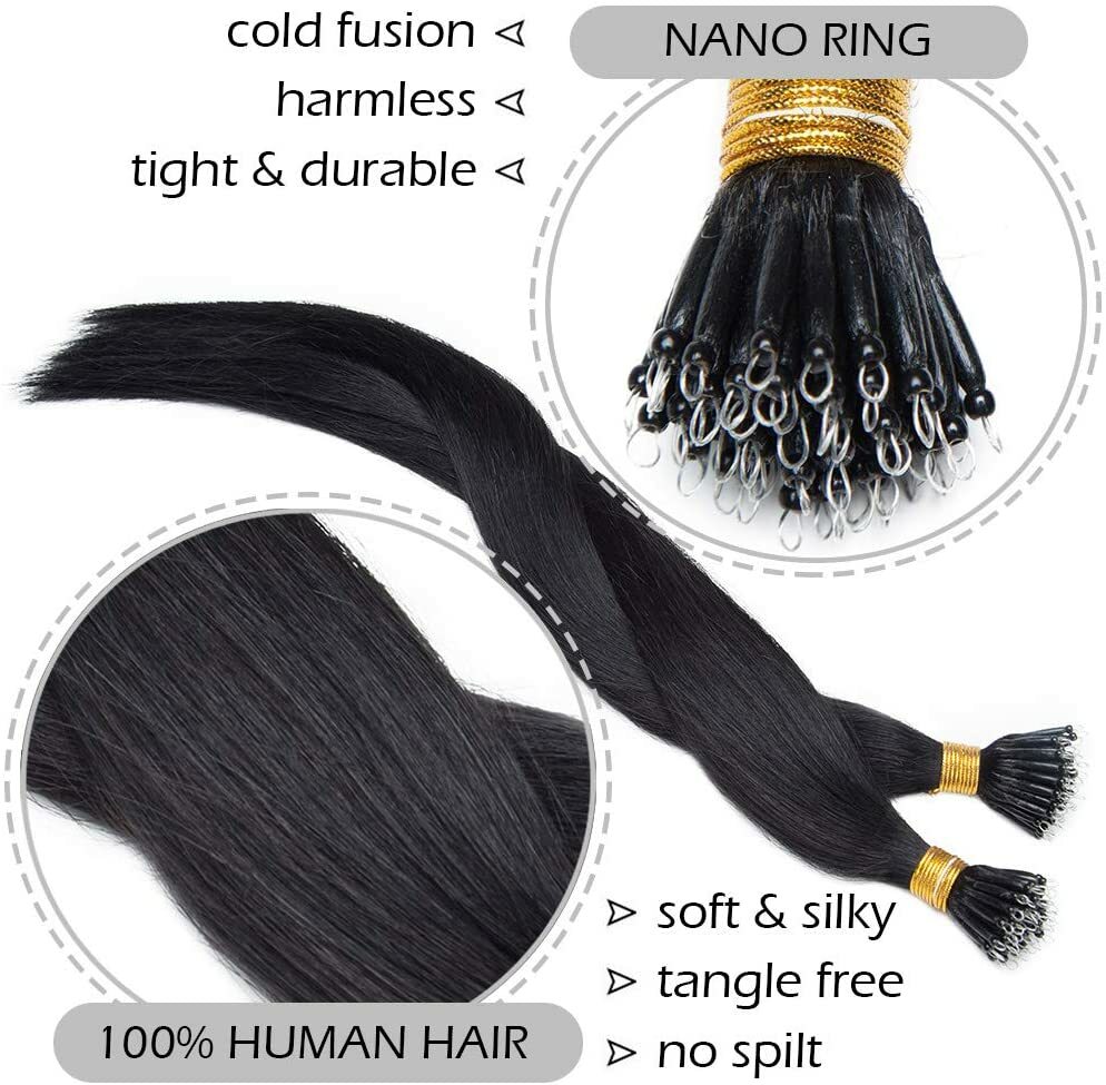 Invisible Wire Nano Tip Hair Extensions Silicone Nano Ring Beads Link Human Hair