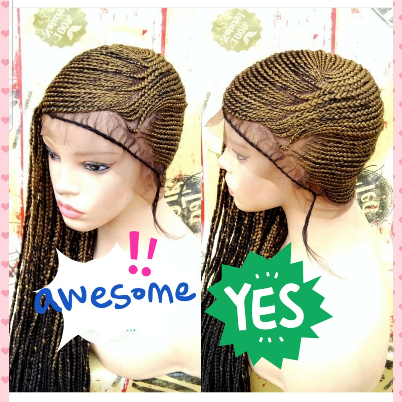 Braided wig:Handmade Cornrows & lemonade braids wigs,PRE-ORDER ONLY.2-3WEEKS.USA