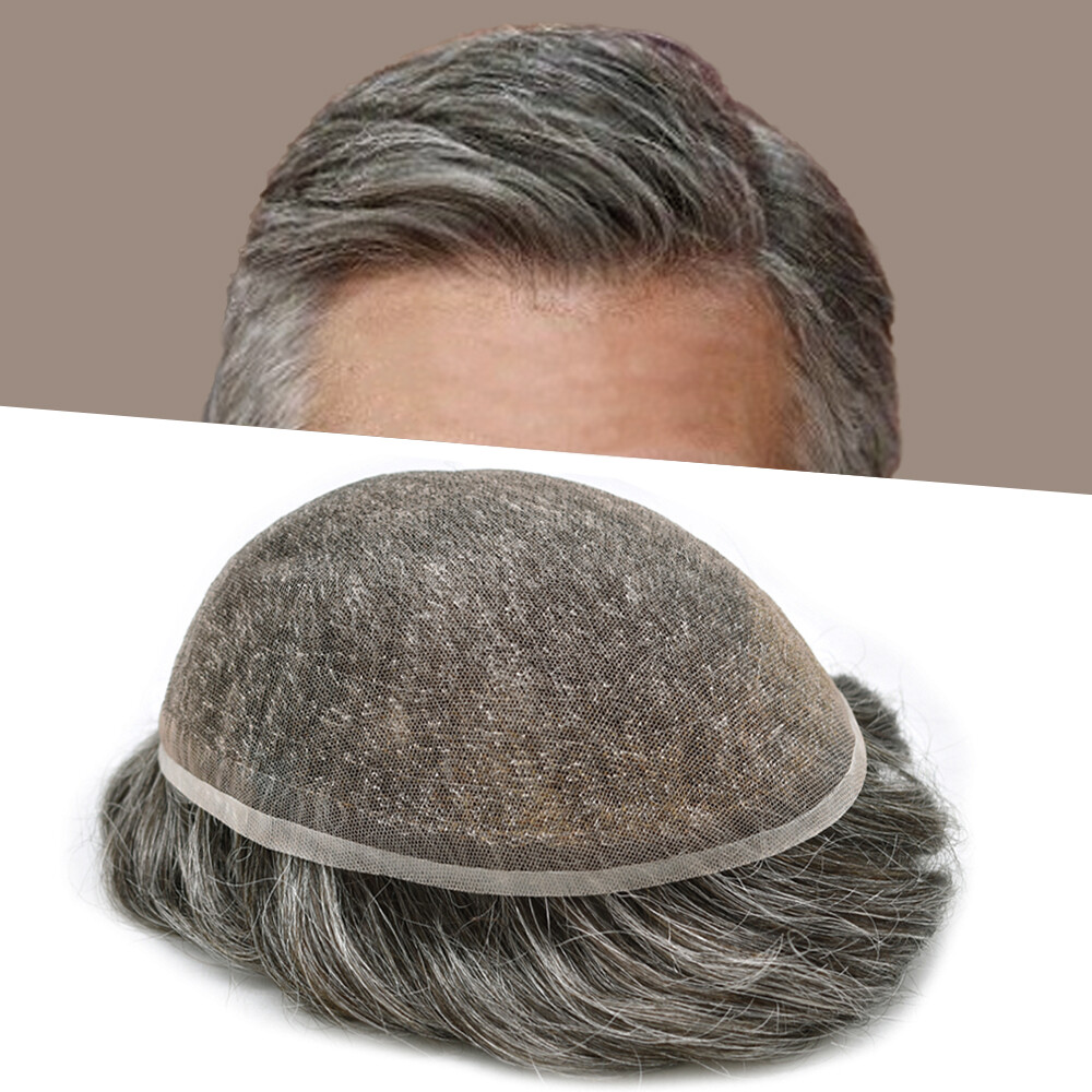 Mens Toupee Hair Piece System All French Lace Hair Replacement Unit Wig for Men