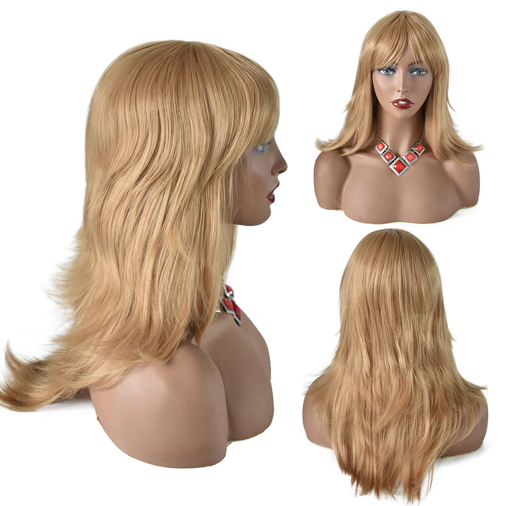 Layered Long Synthetic Hair Machine Made Wig for Women Premium Quality Natural
