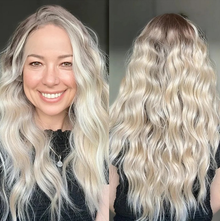 Ombre Blonde 13×4 Lace Frontal Wig With Dark Roots 100% Human Hair Wig