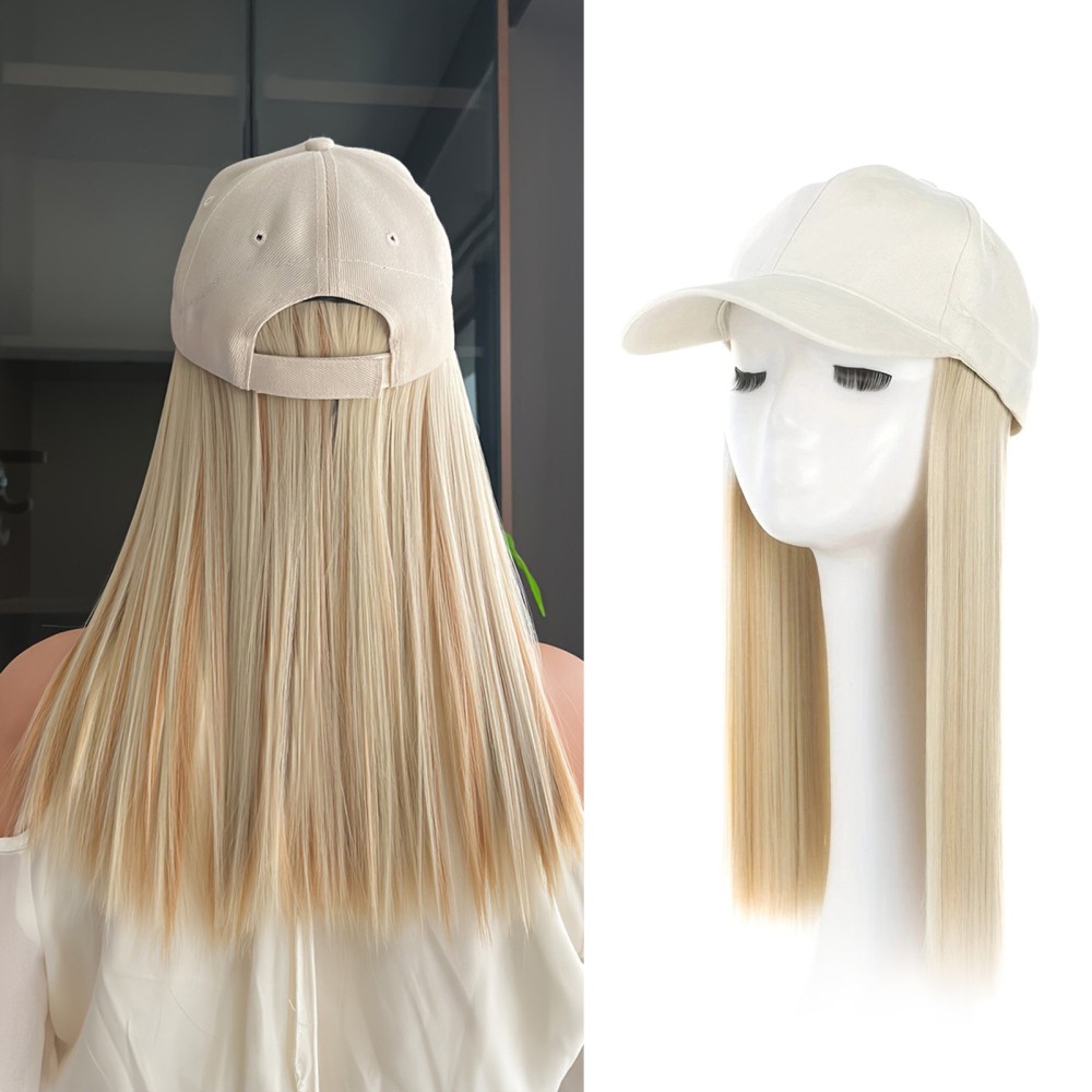 12inch Women Long Straight Wig Baseball Hat With Synthetic Hair Baseball Cap Wig