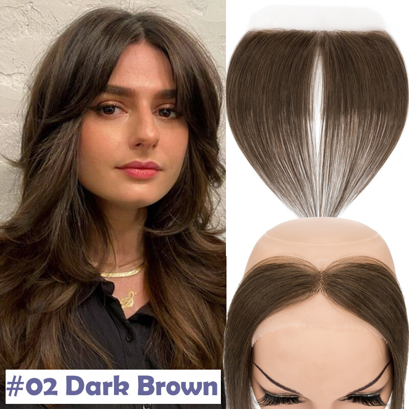 Free Part Women Topper 100 REMY Human Hair Toupee Forehead Hairline Lace Base