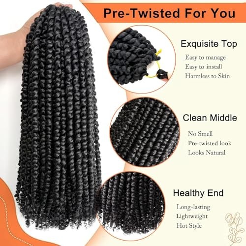 8 Packs Passion Twist Hair Pre Twisted 14 Inch Passion 14 Inch (Pack of 8) 1B
