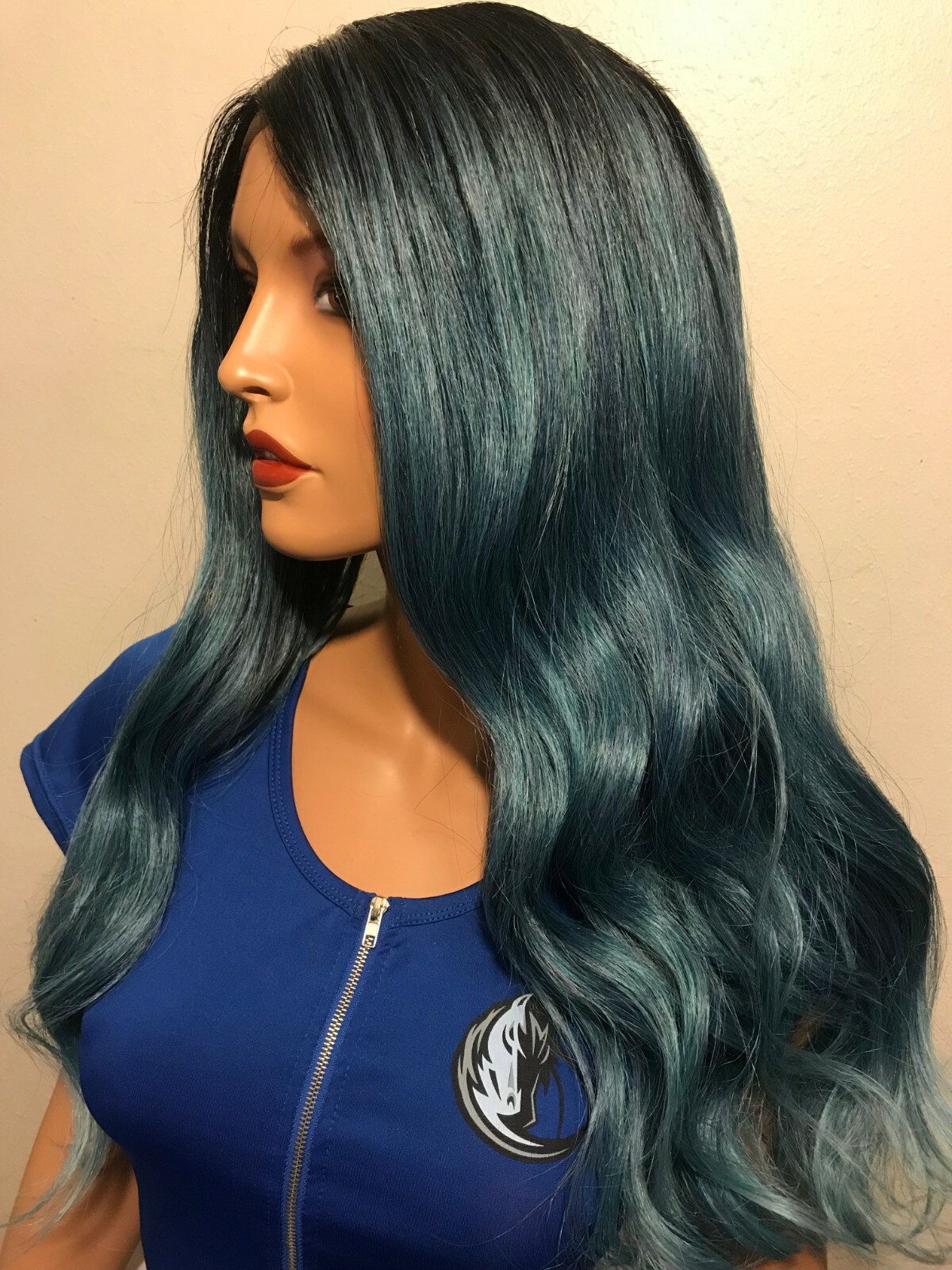 NWT SIS 360 Lace Free Part Remy Fiber Multi Color Long Wavy Lace Front Wig
