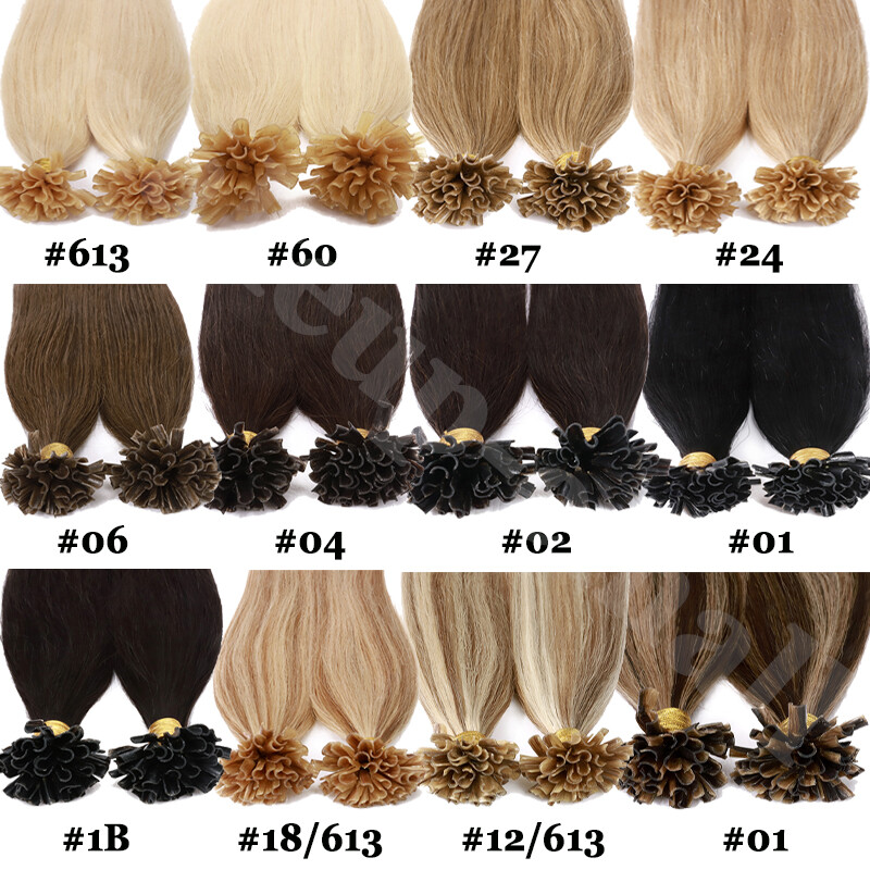 CLEARANCE Pre-Bonded Real Human Hair Extensions Glue Nail U Tip 100% Remy Hair