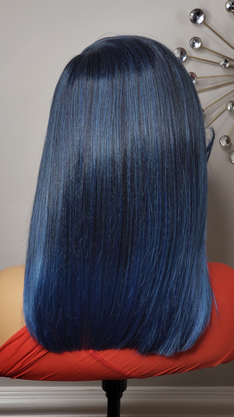New Jade Blue Straight Bob Side Bangs Style Lace Front Wig Women Fashion Hair