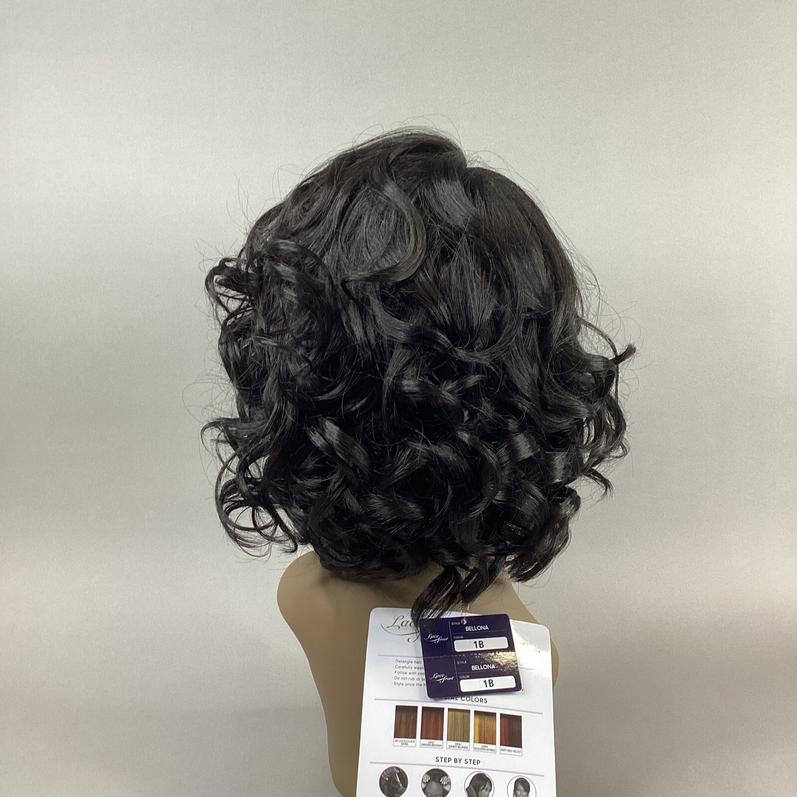 Bellona 12” #1B Off Black Wavy Synthetic Lace Front Wig by Outre Side Part
