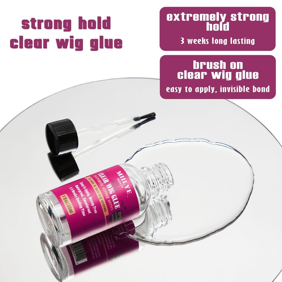 Clear Wig Glue 1oz Waterproof Strong Hold Lace Frontal Bond Swimming Allowed …