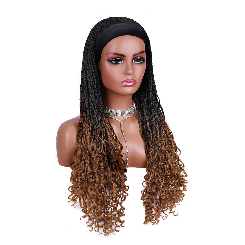 Long 24″ Wavy Box Braids Headband Wigs for Black Women Synthetic Wrap Braids Wig