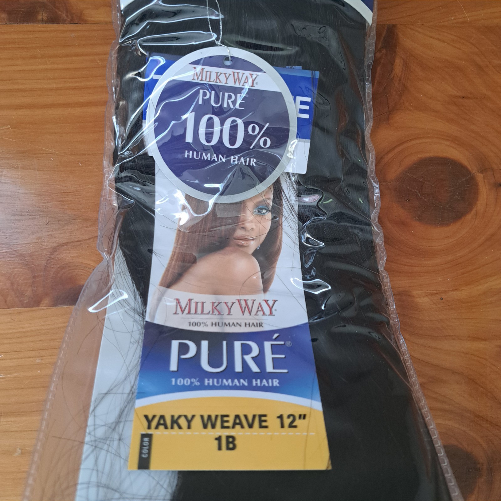 Milky Way Remy PURE 100% Human Hair Yaky Weave 12″ 1B Color