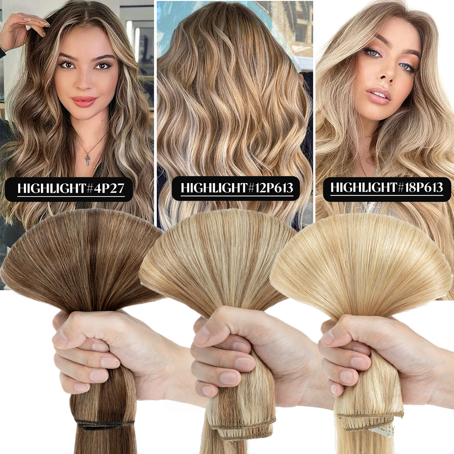 One Piece 5 Clips Human Hair Extensions Clip In 3/4 Full Head Highlight Straight