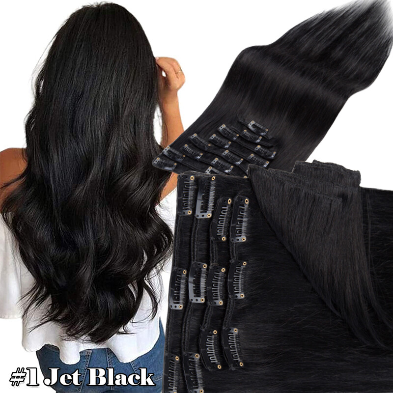 100% Clip In Armenian Remy Human Hair Extensions Full Head 8pcs Highlight THICK