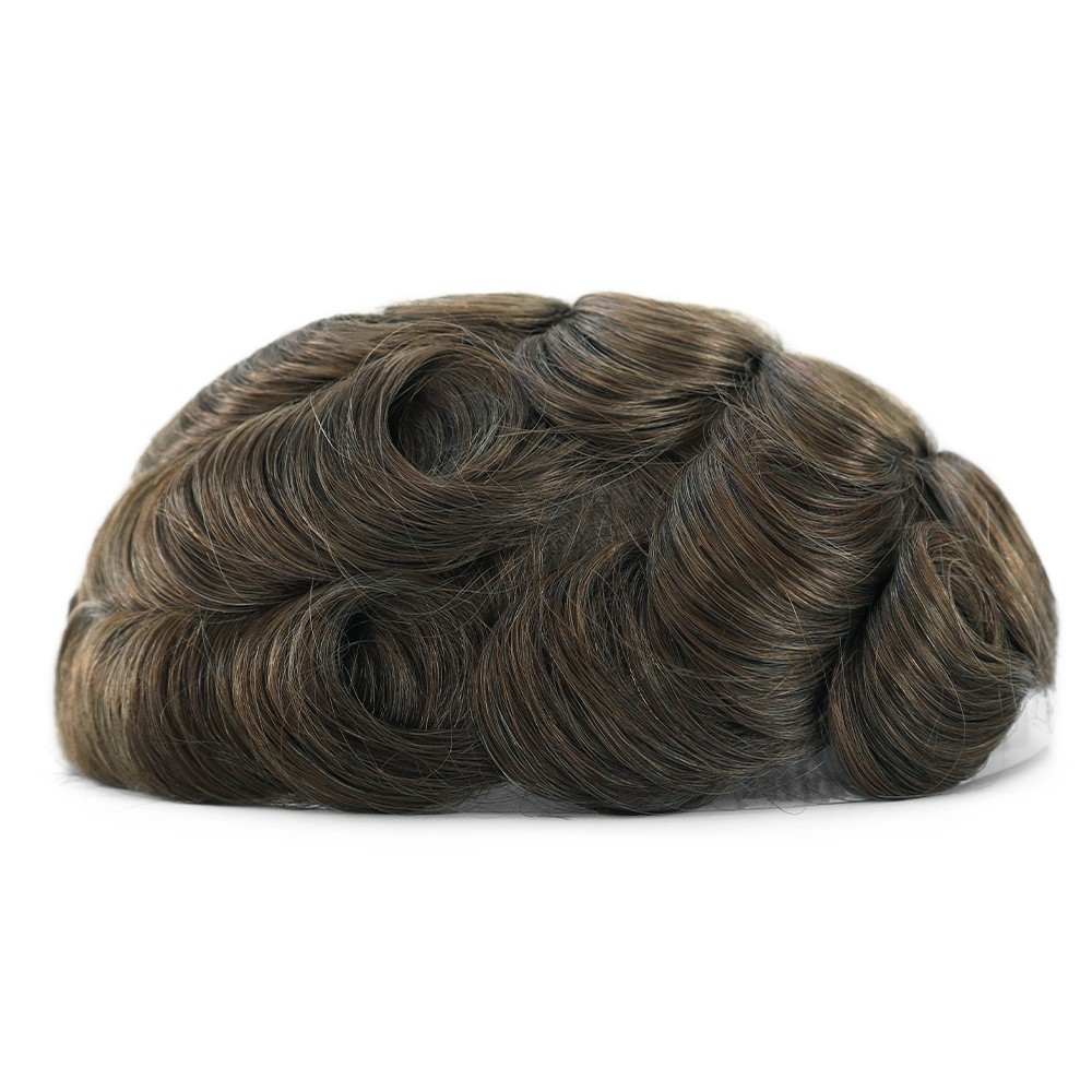 Mens Toupee Human Hair Replacement System Hairpiece 0.03mm Ultra Thin Skin8x10#7