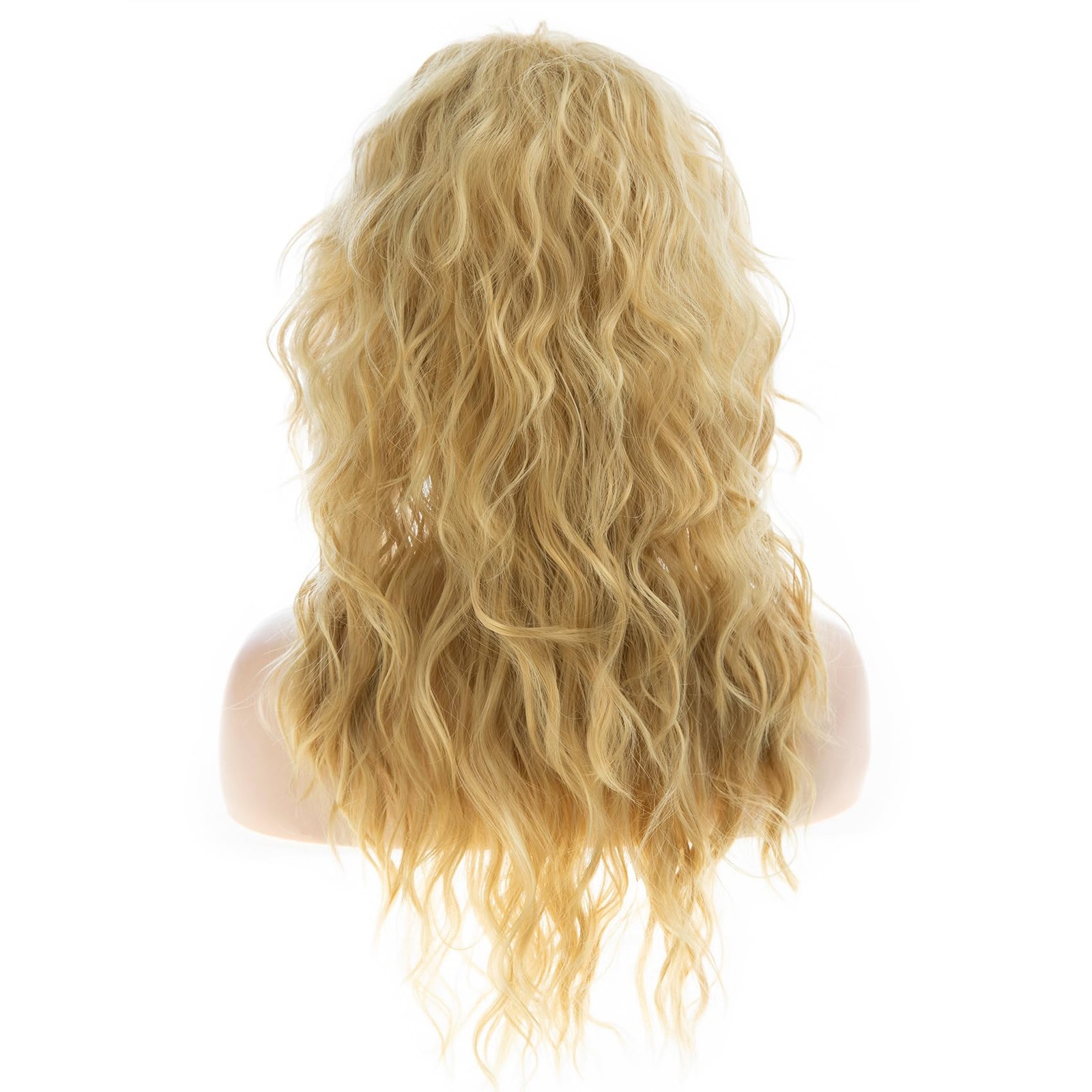 Long Curly Wavy Blonde Wig with Bangs Synthetic Heat Resistant Halloween Cosp…