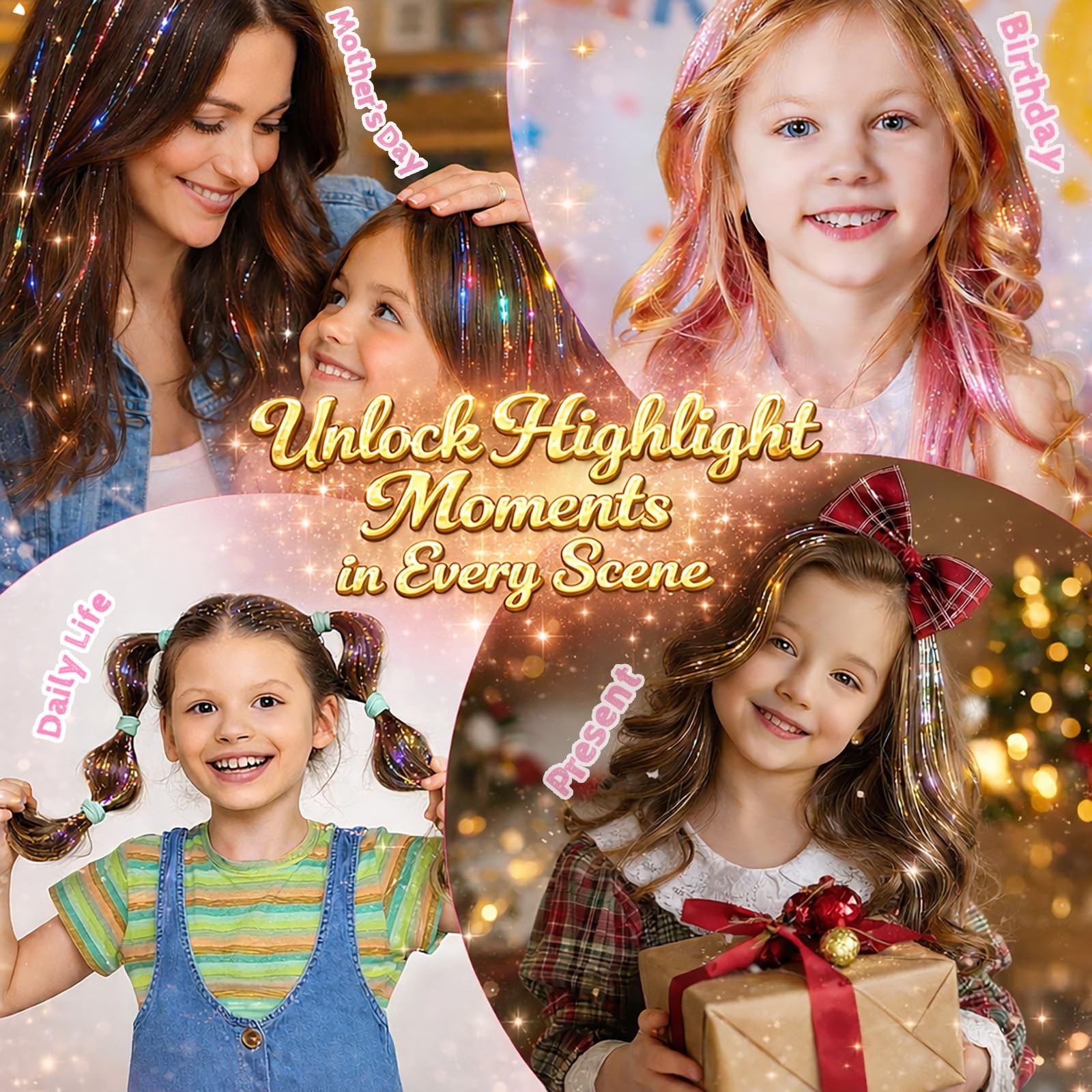 Hair Tinsel, 22 Colors Fairy Hair Tinsel Kit for Girls Women 48 Inch 8800 Str…