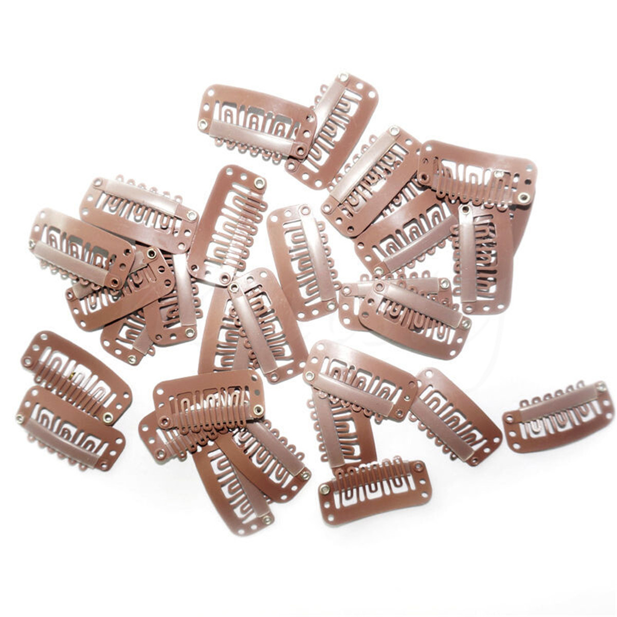 100pcs Beige Brown Black U Shaped Snap Clips 32mm for Hair Extensions 3 Colors
