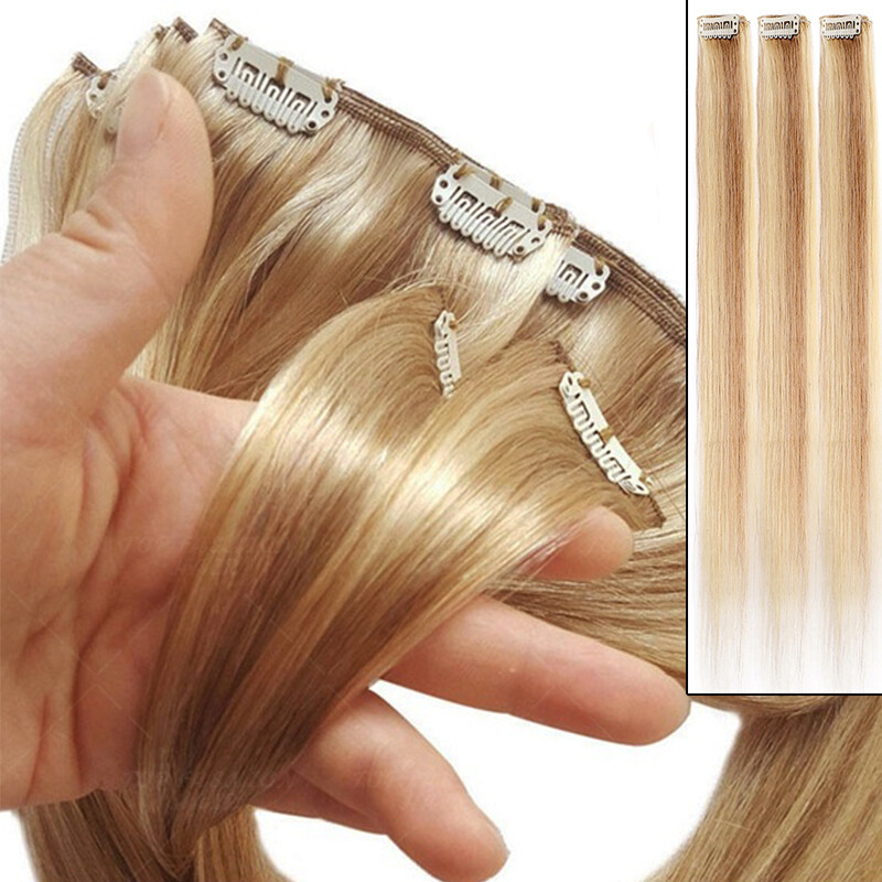 Clip in Remy Human Hair 100% Hair Extensions 8PCS Full Head Remi Weft 16″-24″