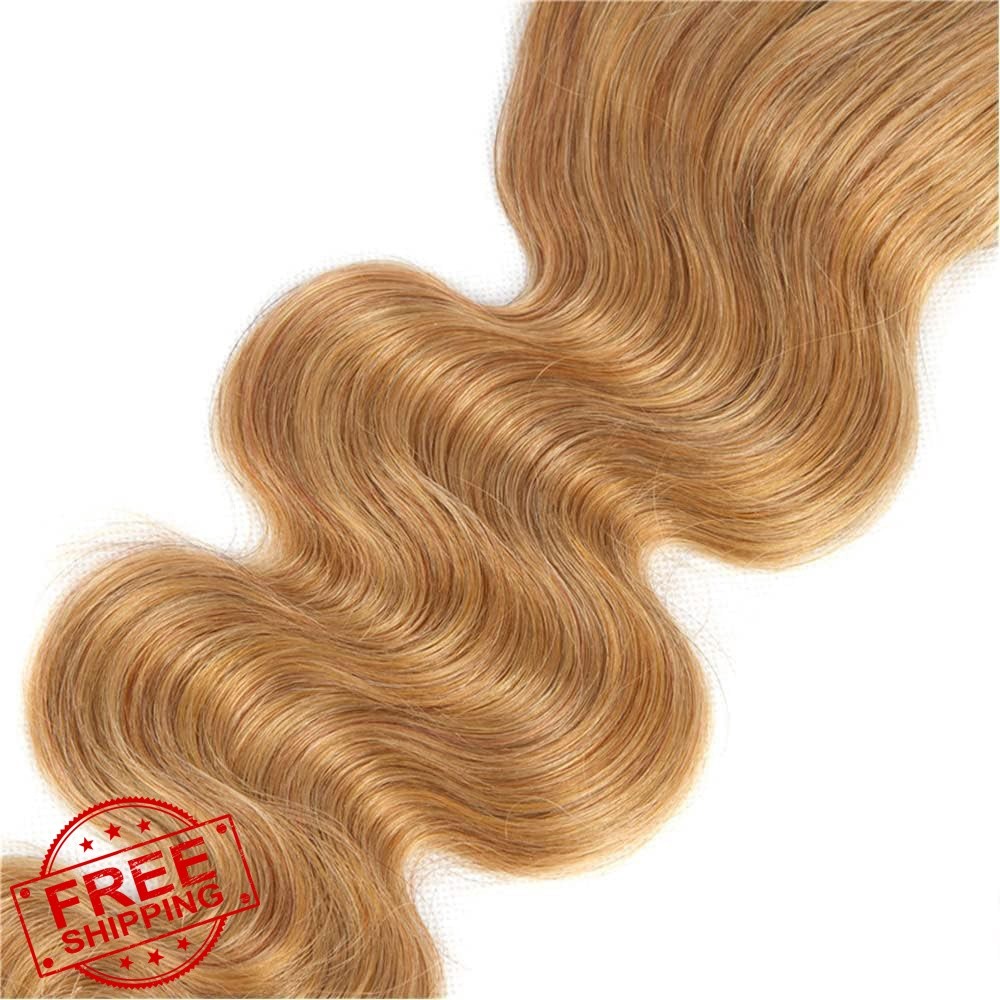 YiweYowe #27 Blonde Lace Closure 4×4 HD 18 Inch Brazilian Body Wave