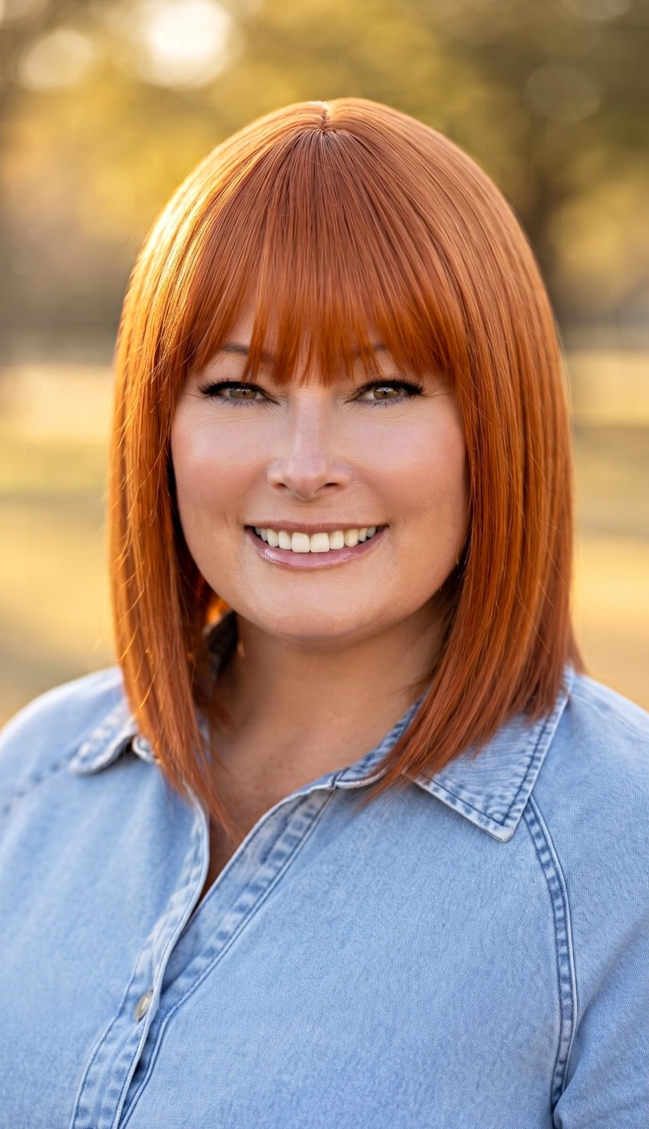 Auburn Straight Bob Synthetic Wig w/ Bangs Adjustable Strap Classic Cap One Size