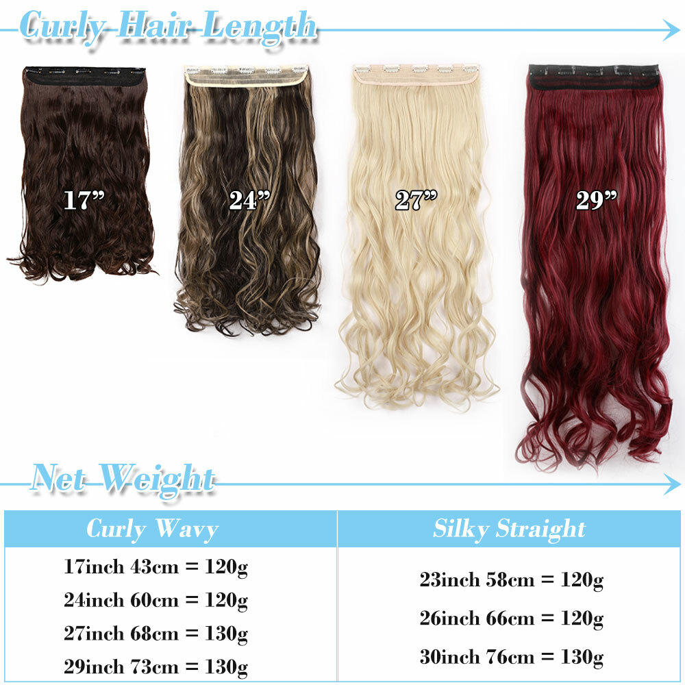 Real as Human Curly Straight Hairpiece 5Clips One Piece Clip in Hair Extensions