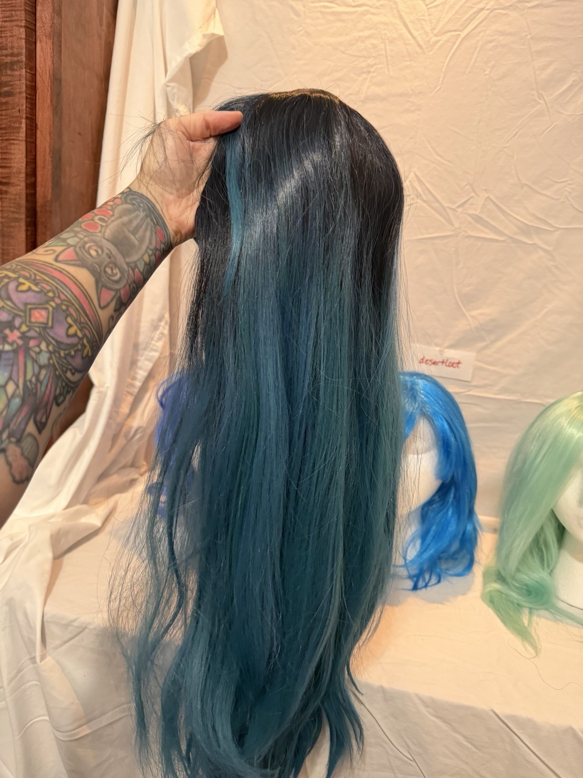 Lot Of 5 Blue Synthetic Wigs Costume Cosplay Party Wig