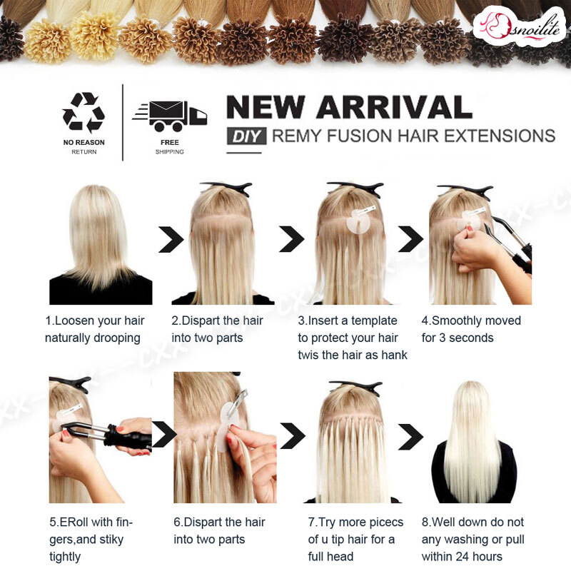 200 Pre Glue Bond U Nail Tip Straight Remy Human Hair Extensions Pre Bonded Glue