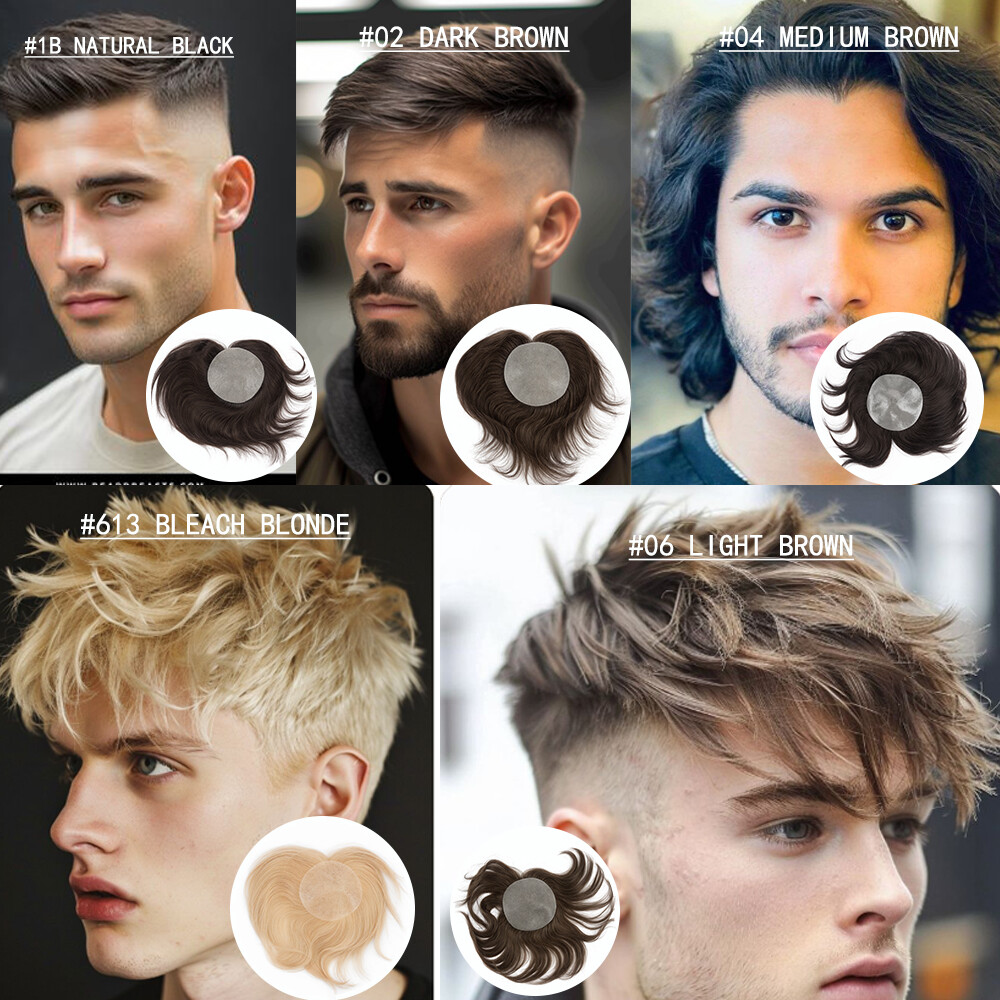 Full PU Bald Spot Remy Human Hair Cover-up Hair Patches Head Top Replacement 8*8