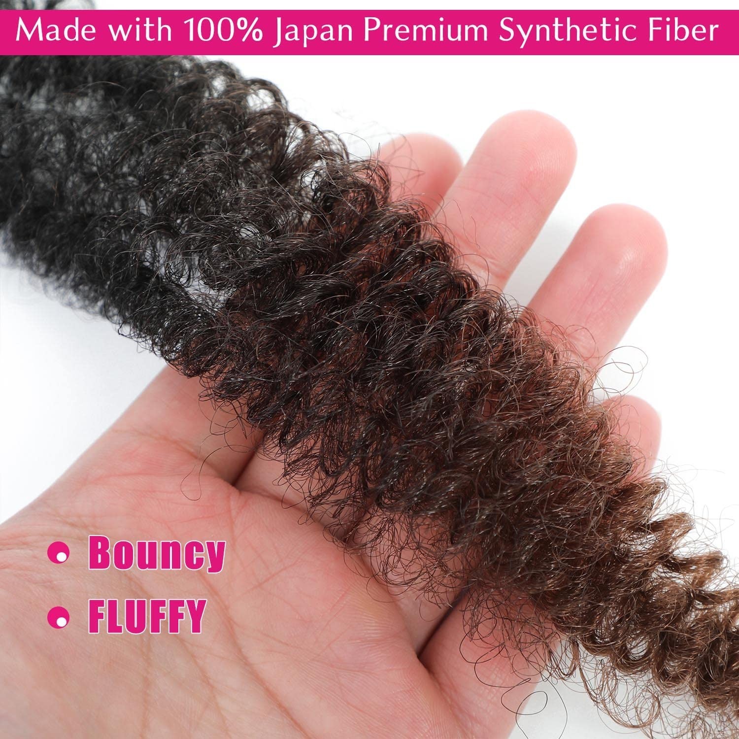 12″ Springy Afro Twist Hair Extensions – Pre Fluffed & Stretched, 3 Packs, Soft
