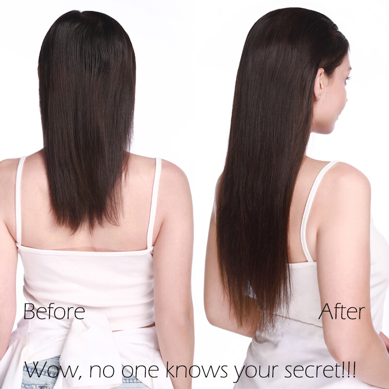 US Extra Thick Remy 100% Human Hair Extensions Clip In Full Head Double Weft 18″