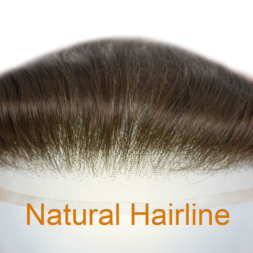 Lace Skin Mens Frontal Hairpiece Male Forehead Hair Line for Receding Hairline